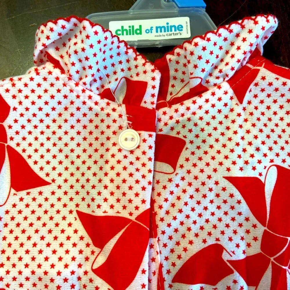 Vintage‎ 1990s Her Majesty Flannel Bow Star Print Nightgown